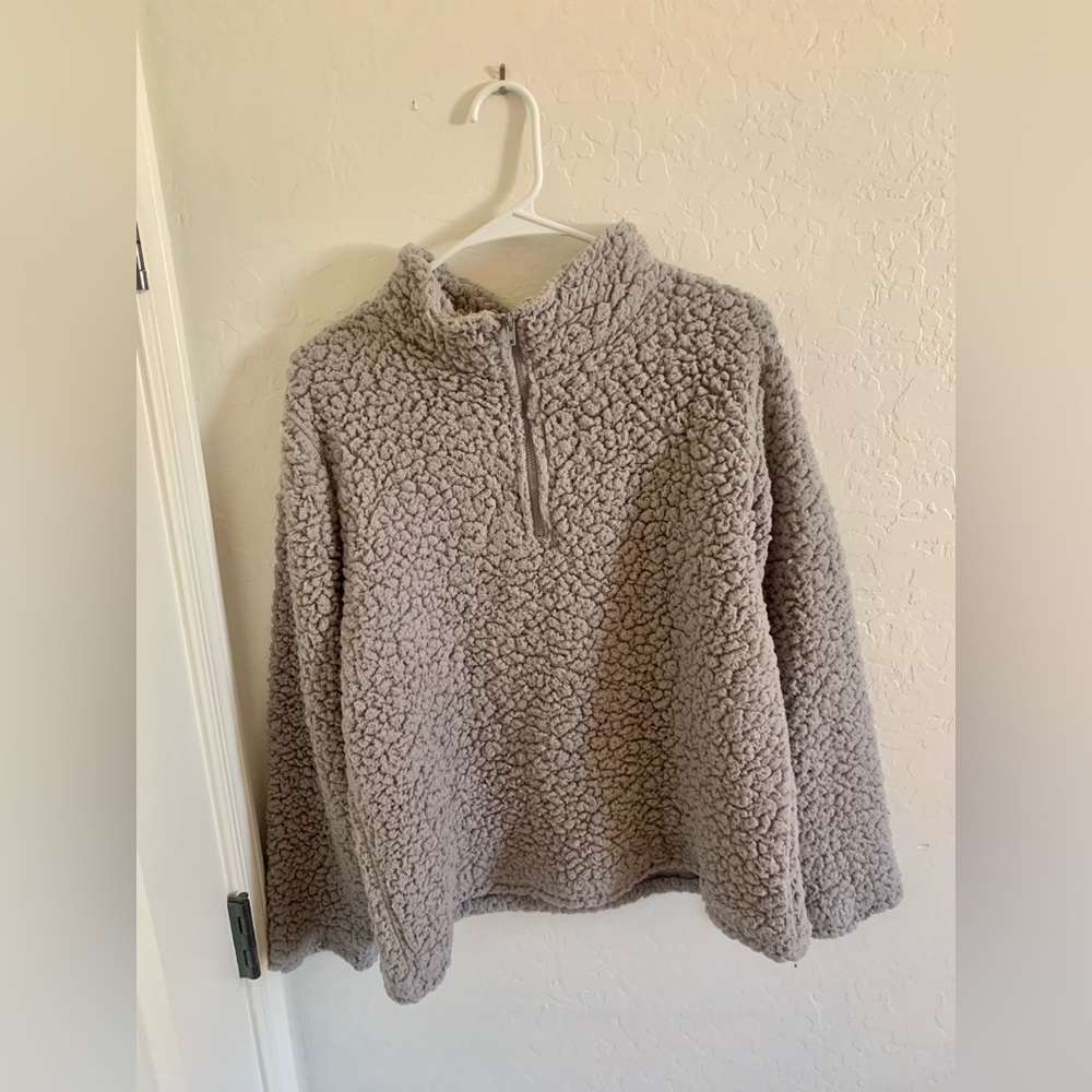 Fluffy Grey Sherpa Jacket